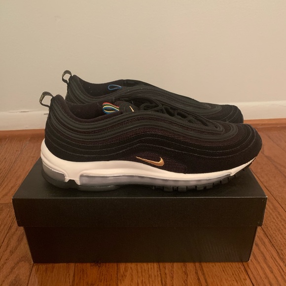 Nike Air Max 97s (Black/White/Gold) - Picture 2 of 5